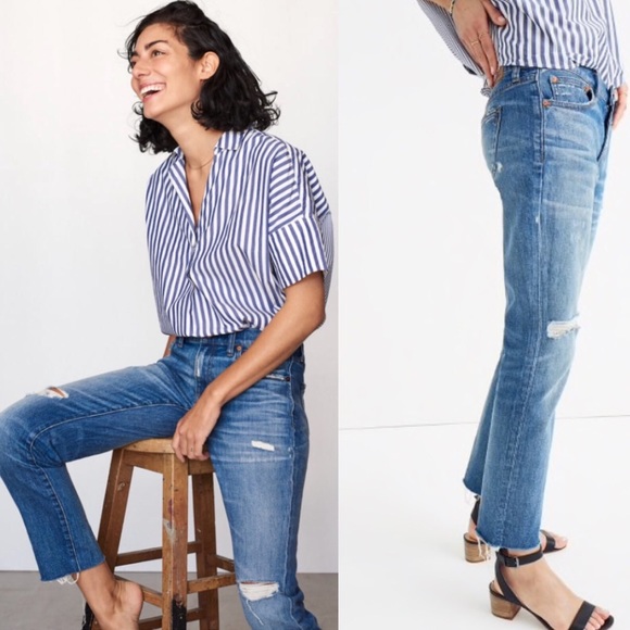 madewell slim boyjean raw hem